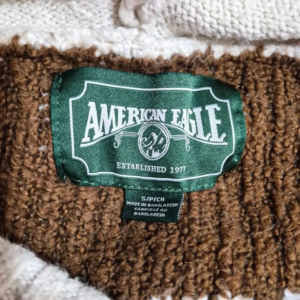 American Eagle S Buffalo Fair Isle Ski Hooded Sweater Cream Cabincore Western